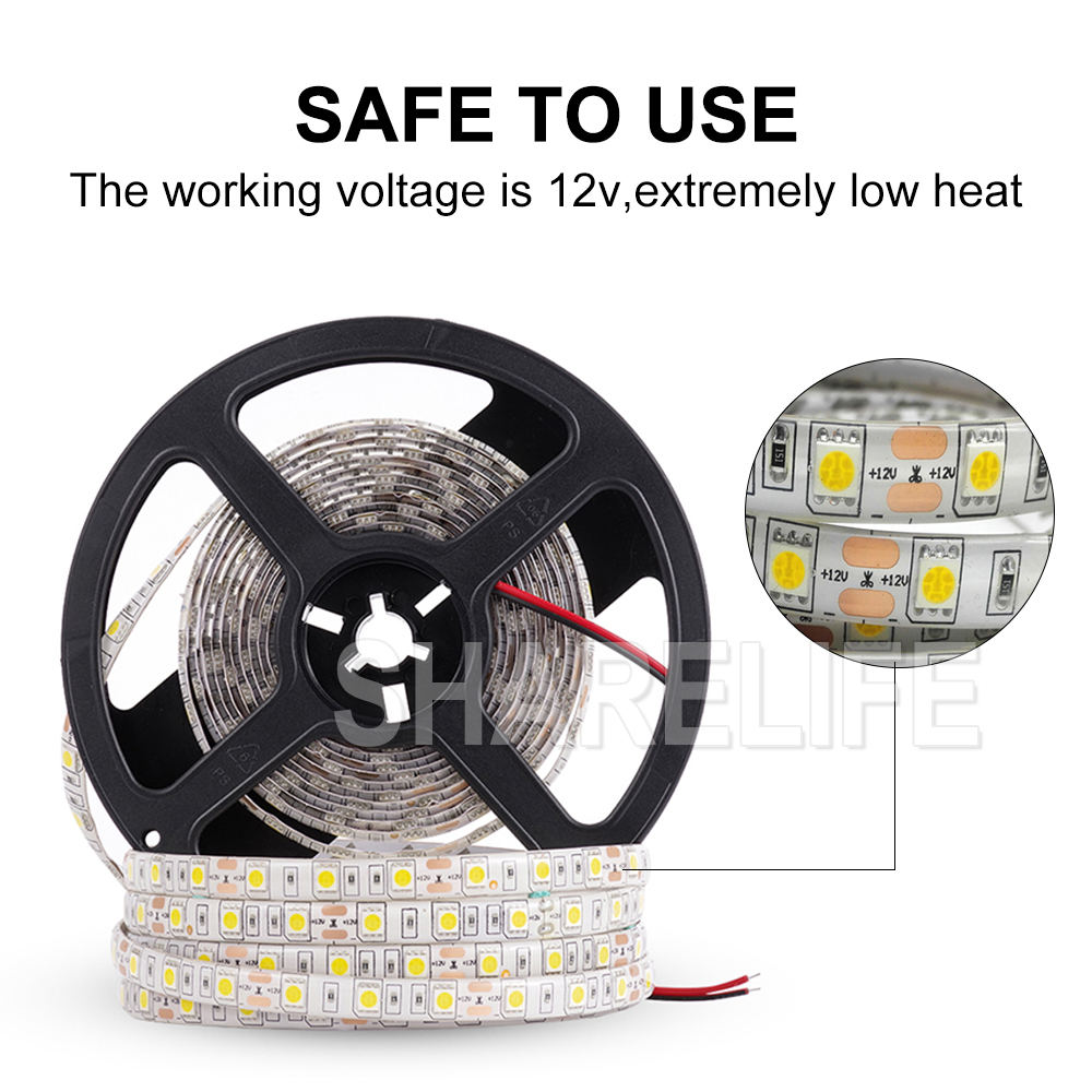 5m Flexible Bright LED Strip Lights 12V Waterproof 5050 SMD Cool White